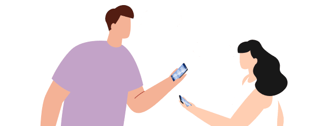 スマホを持った男女