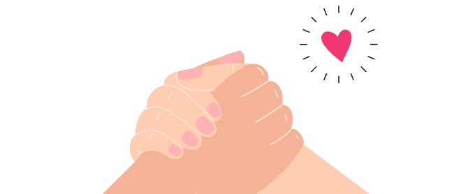 握手をする手とハートのイラスト